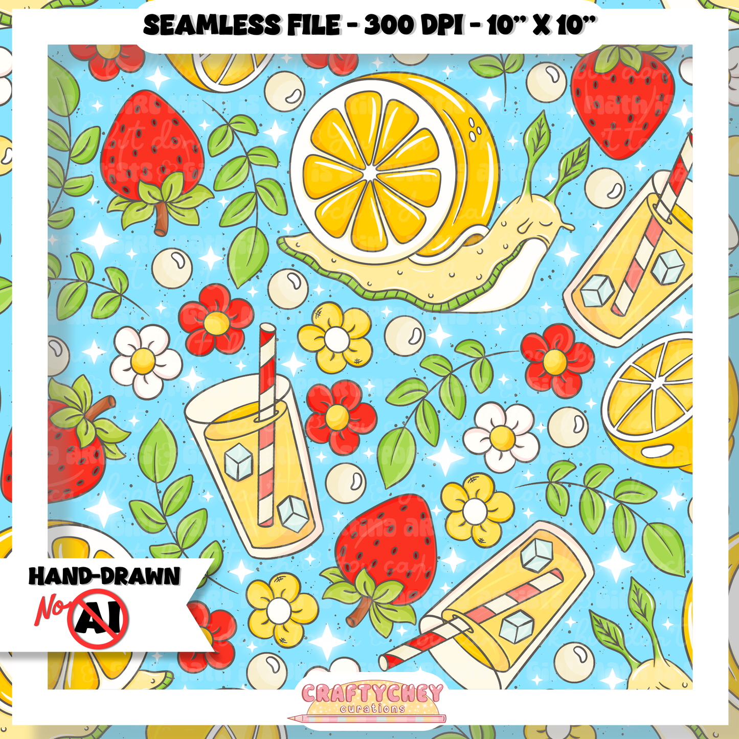Juicy Summer: Day 7: Lemonade (Seamless + PNG)