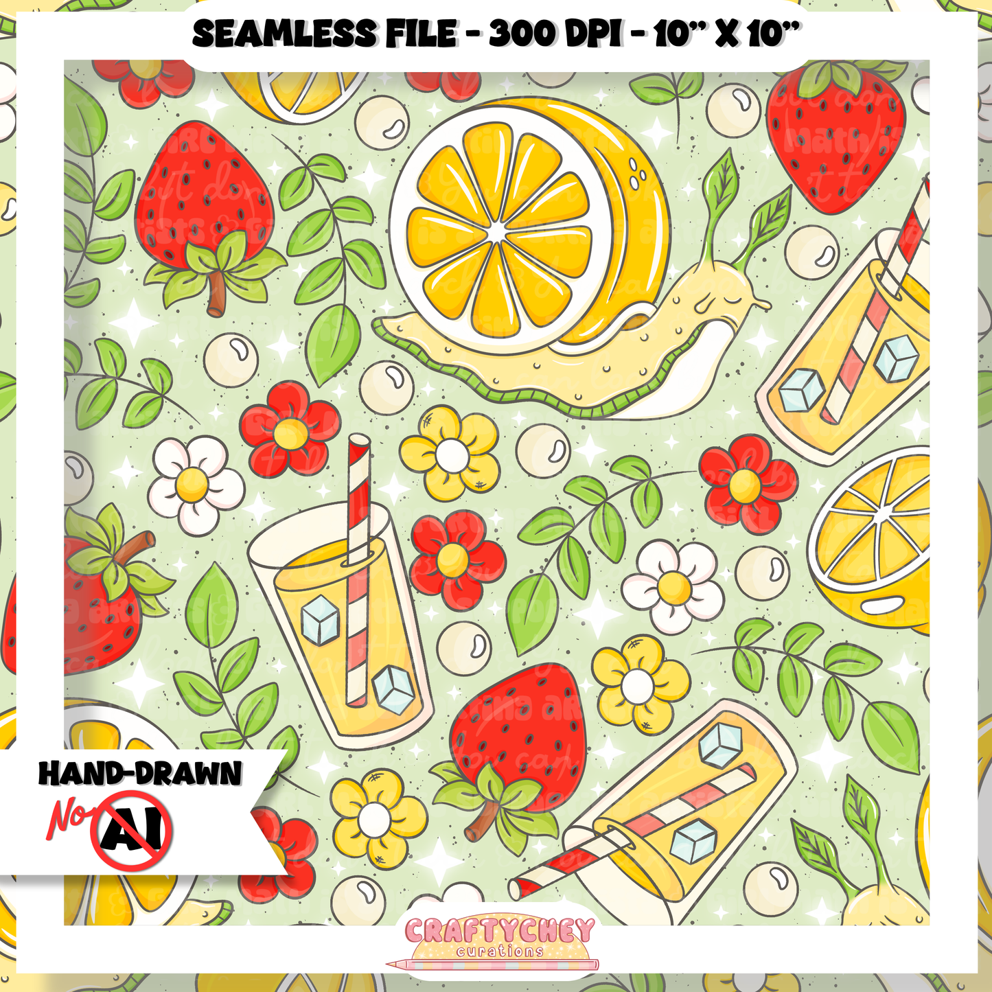 Juicy Summer: Day 7: Lemonade (Seamless + PNG)