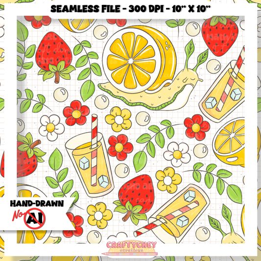 Juicy Summer: Day 7: Lemonade (Seamless + PNG)