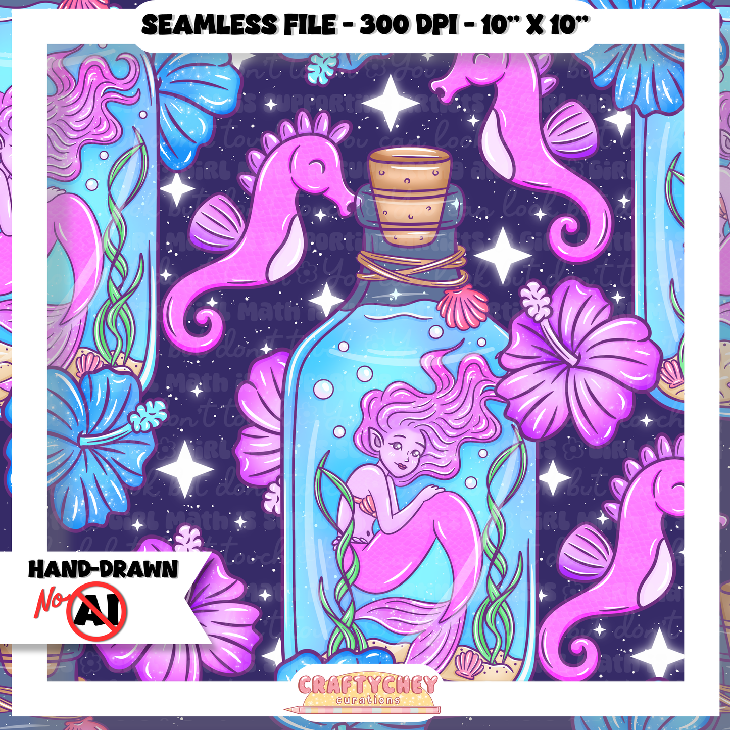 Juicy Summer: Day 8: Mermaid (Seamless + PNG)
