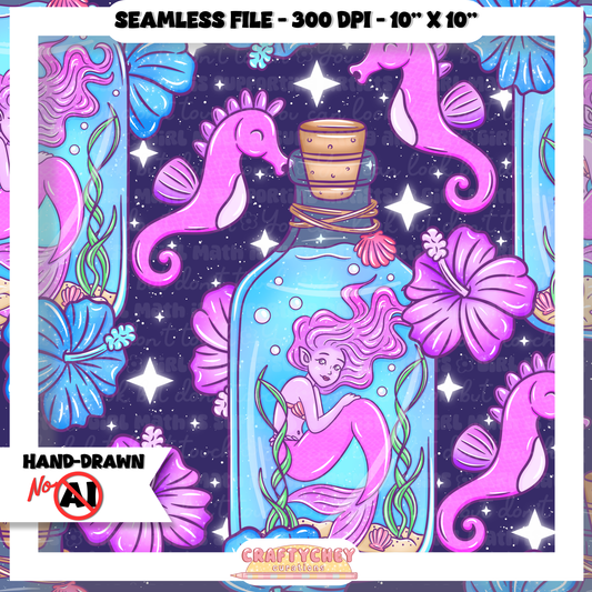 Juicy Summer: Day 8: Mermaid (Seamless + PNG)