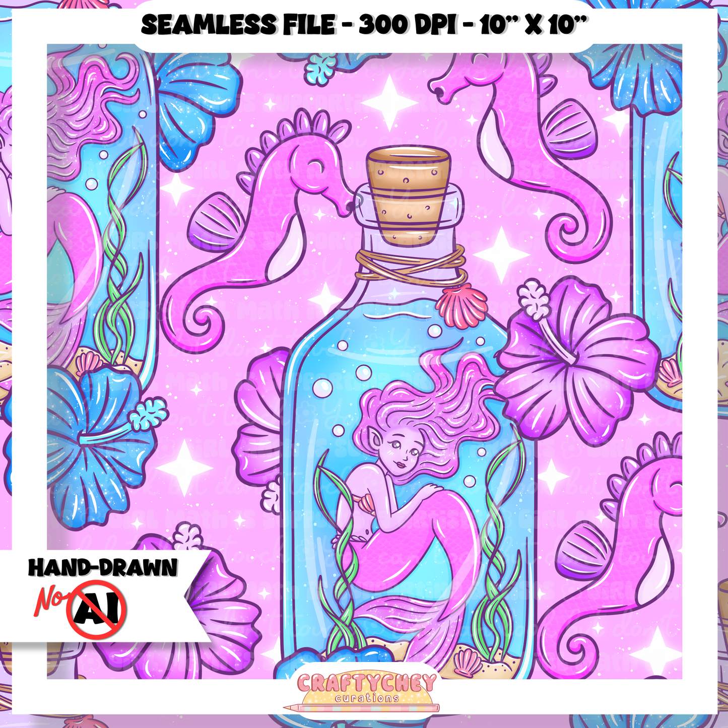 Juicy Summer: Day 8: Mermaid (Seamless + PNG)