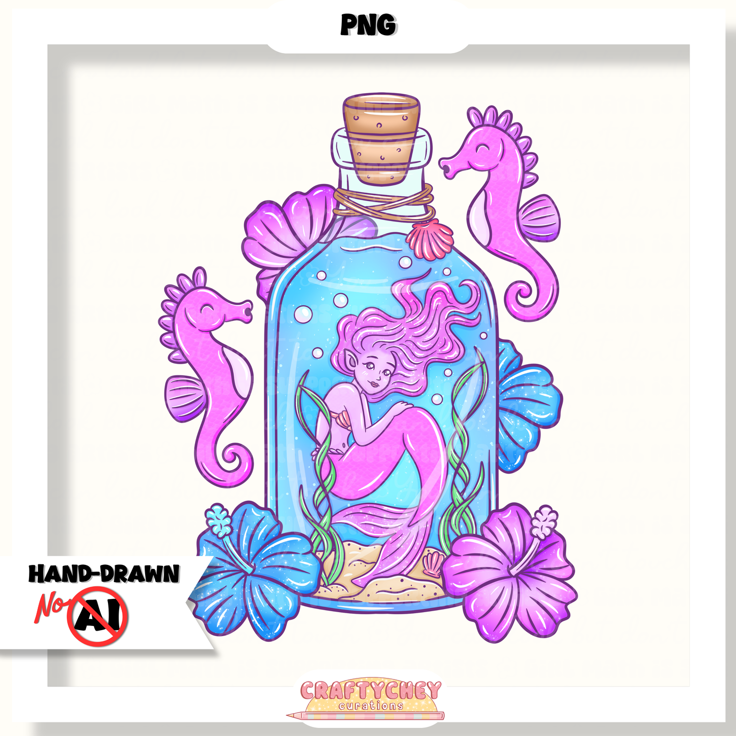 Juicy Summer: Day 8: Mermaid (Seamless + PNG)