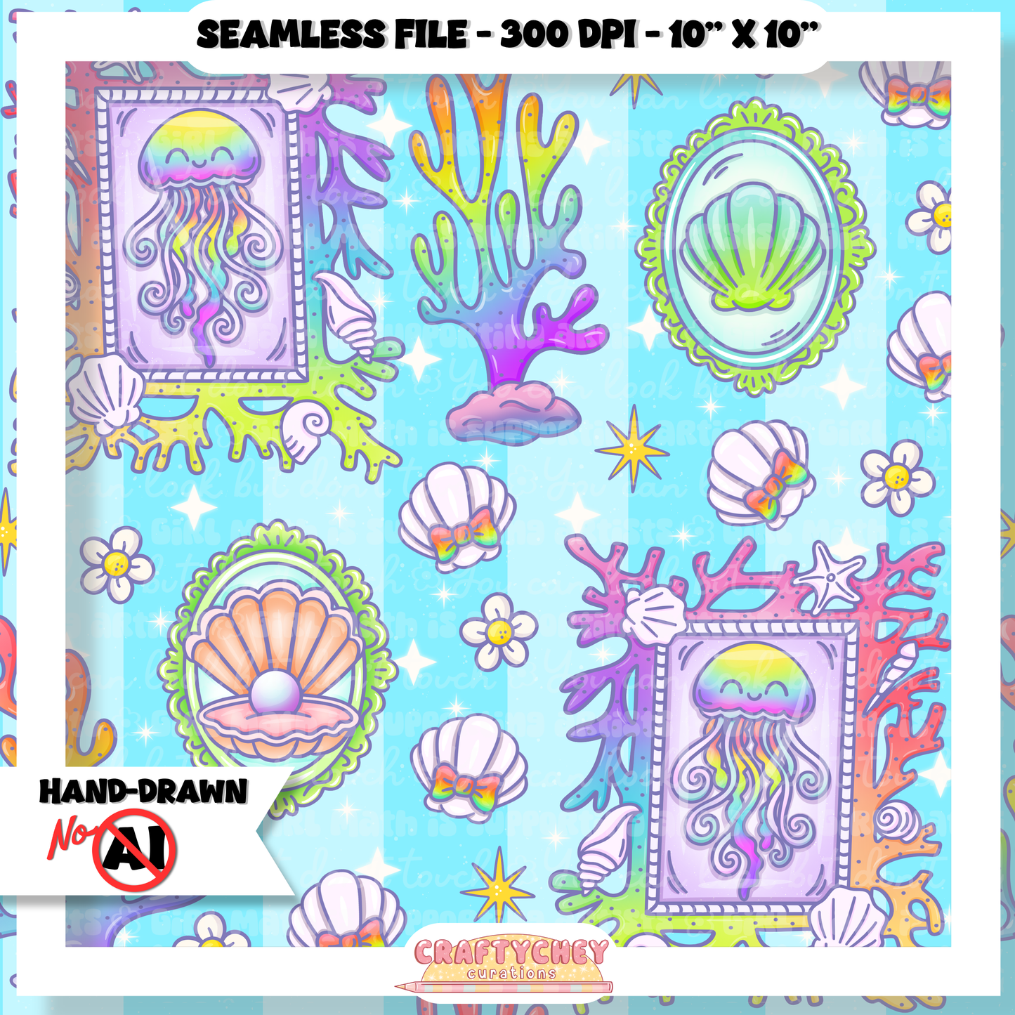 Juicy Summer: Day 2: Jellyfish (Seamless + PNG)