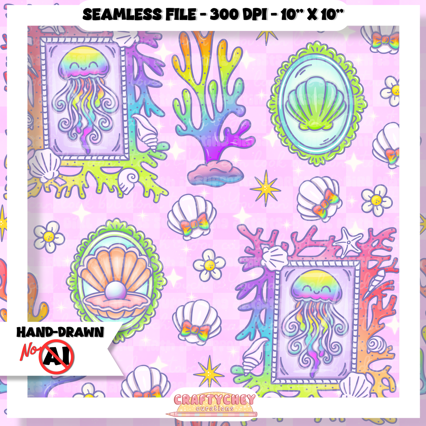 Juicy Summer: Day 2: Jellyfish (Seamless + PNG)