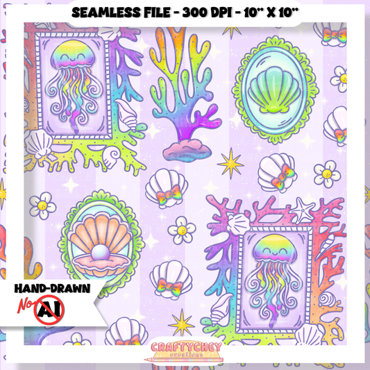 Juicy Summer: Day 2: Jellyfish (Seamless + PNG)