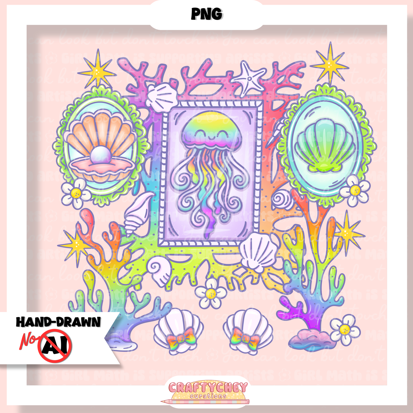 Juicy Summer: Day 2: Jellyfish (Seamless + PNG)