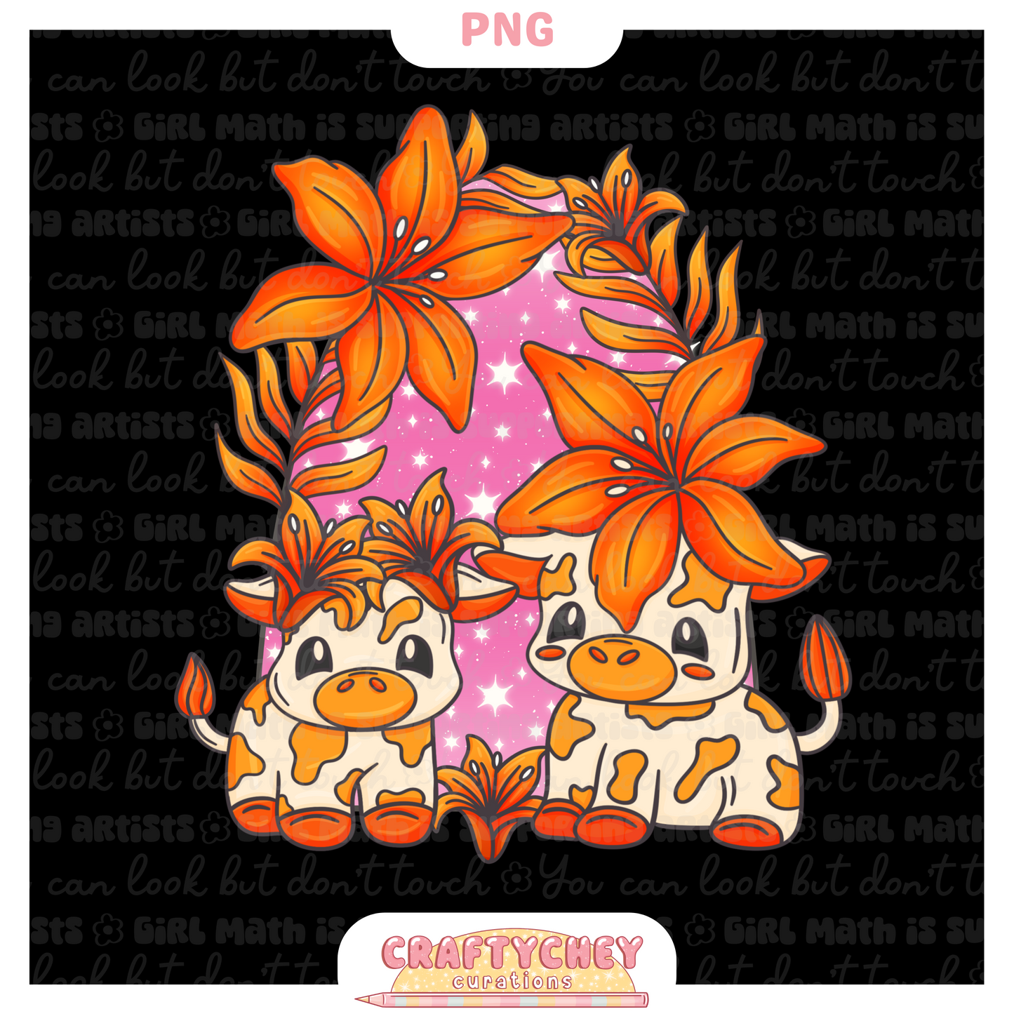 Orange Lily Cows (PNG ONLY)