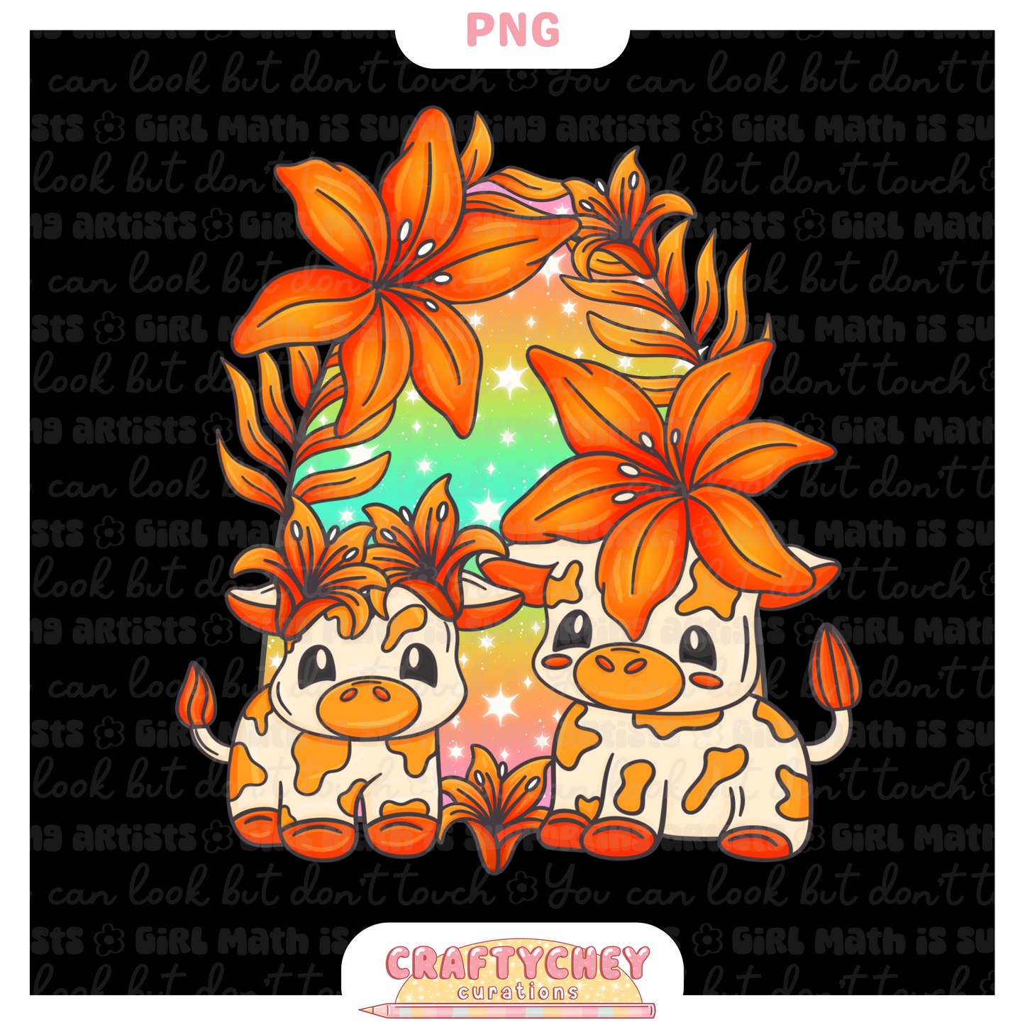 Orange Lily Cows (PNG ONLY)