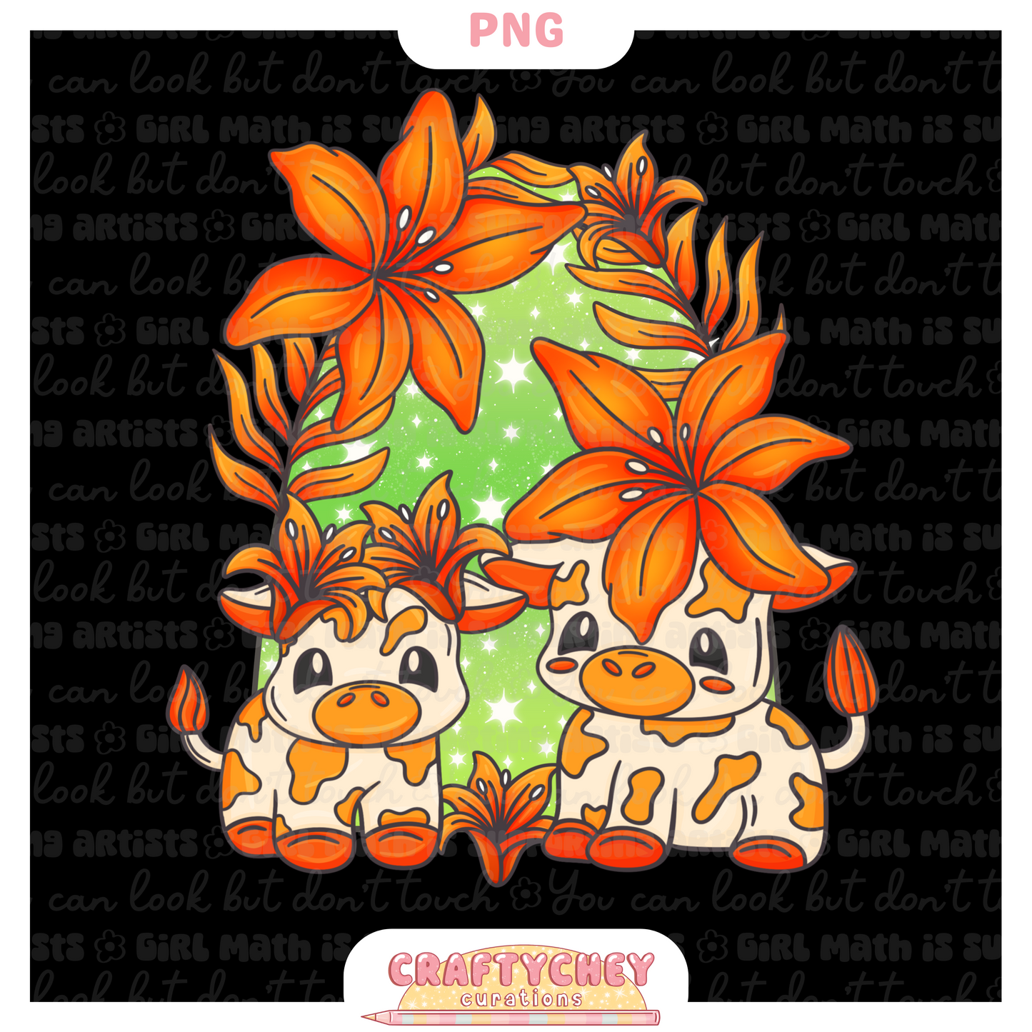 Orange Lily Cows (PNG ONLY)