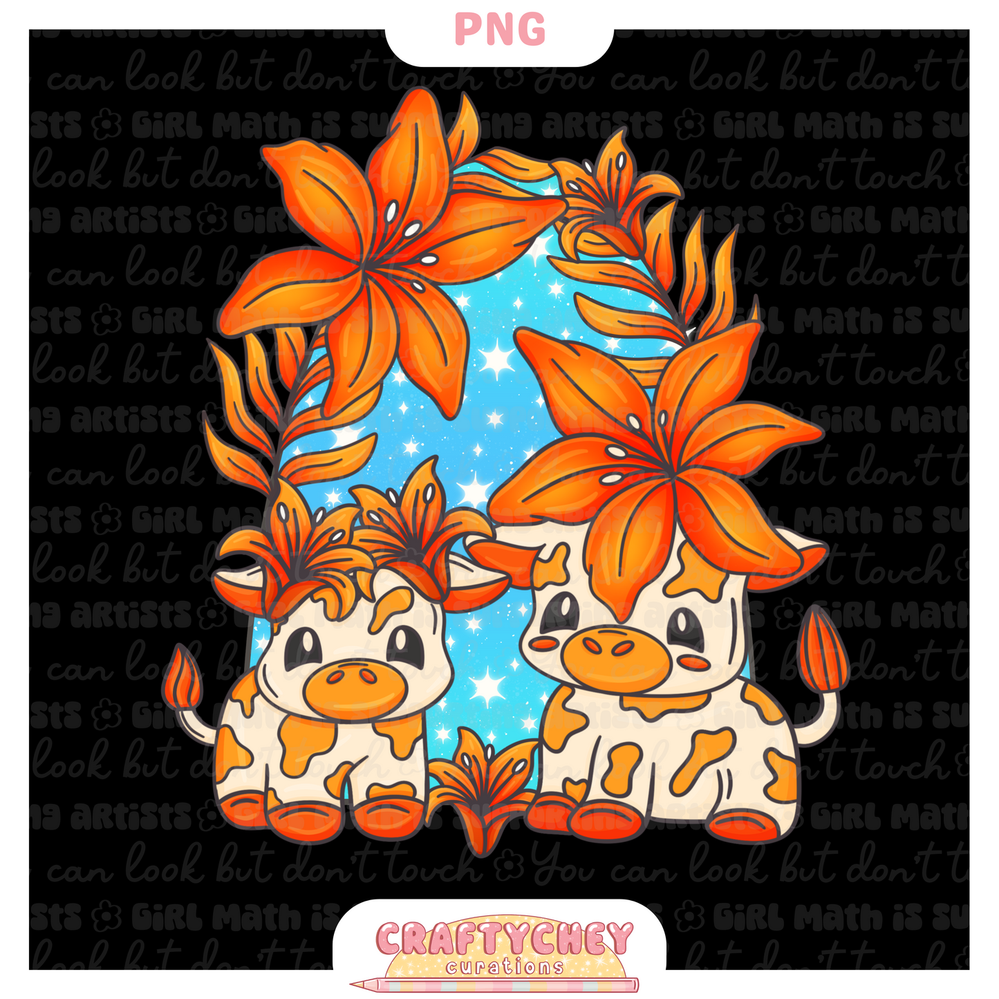 Orange Lily Cows (PNG ONLY)