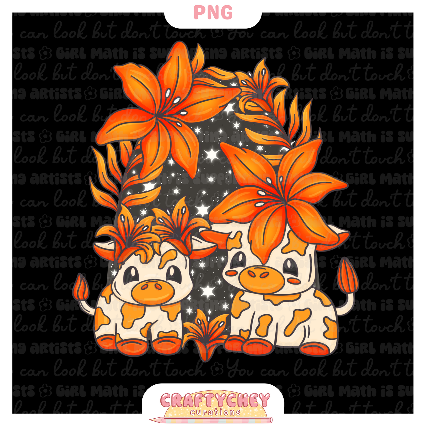 Orange Lily Cows (PNG ONLY)