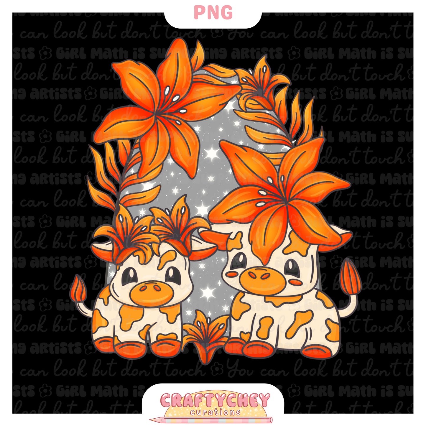 Orange Lily Cows (PNG ONLY)