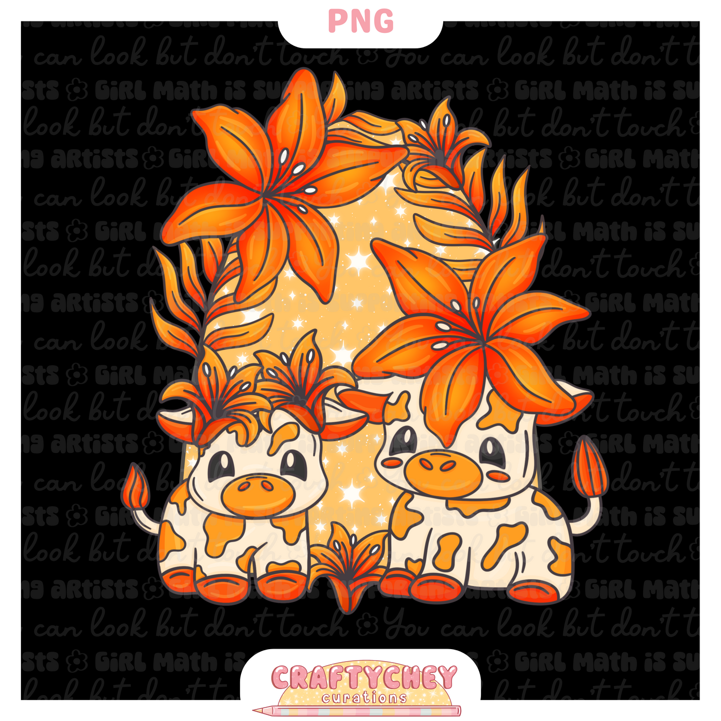 Orange Lily Cows (PNG ONLY)