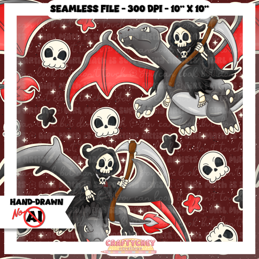 Grim Gray Dragon (Seamless + PNG)