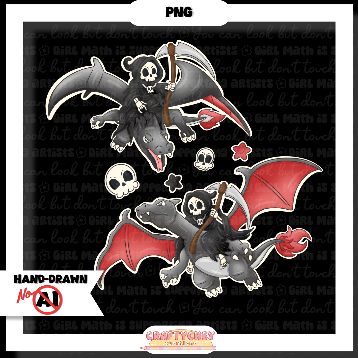 Grim Gray Dragon (Seamless + PNG)