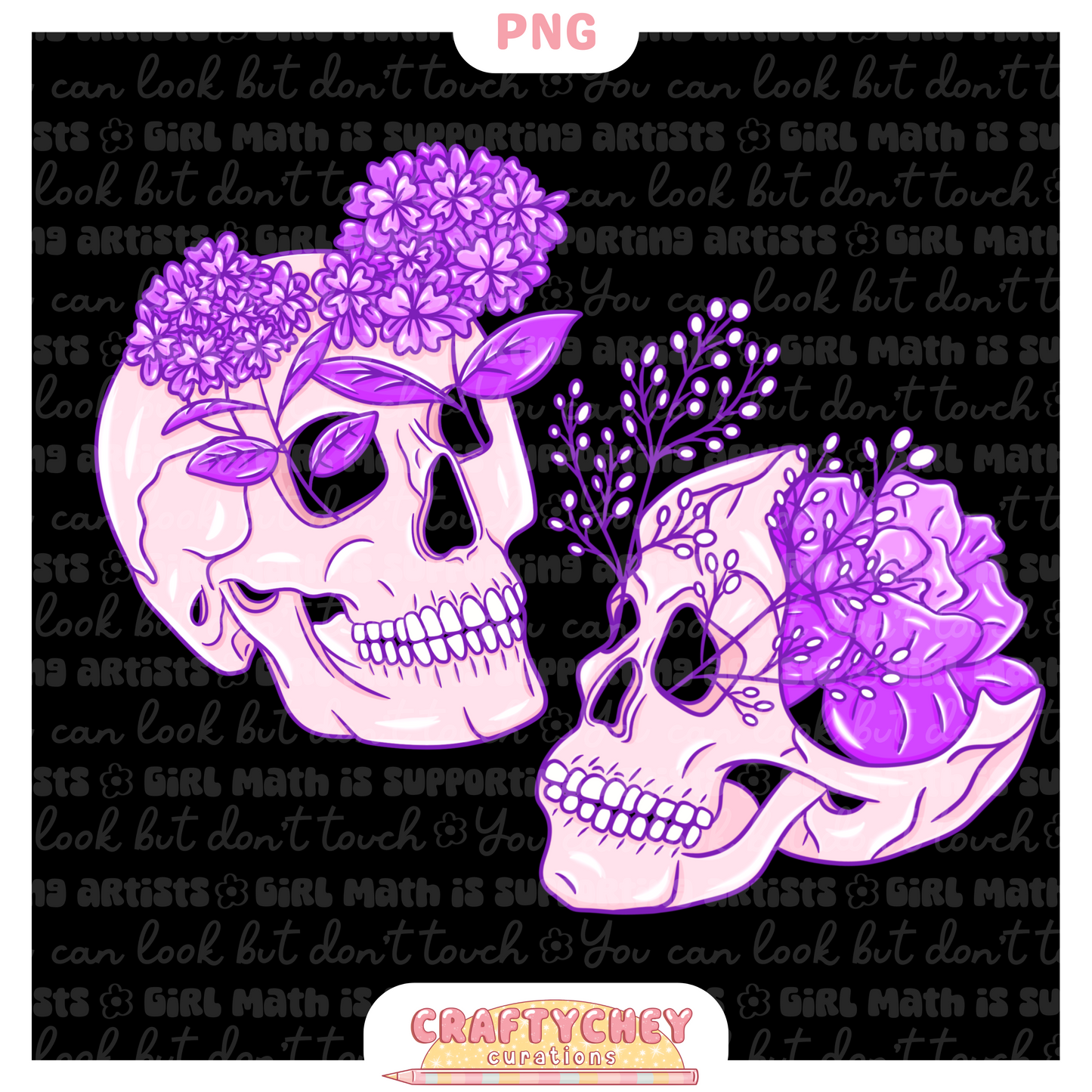 Purple Floral Skulls