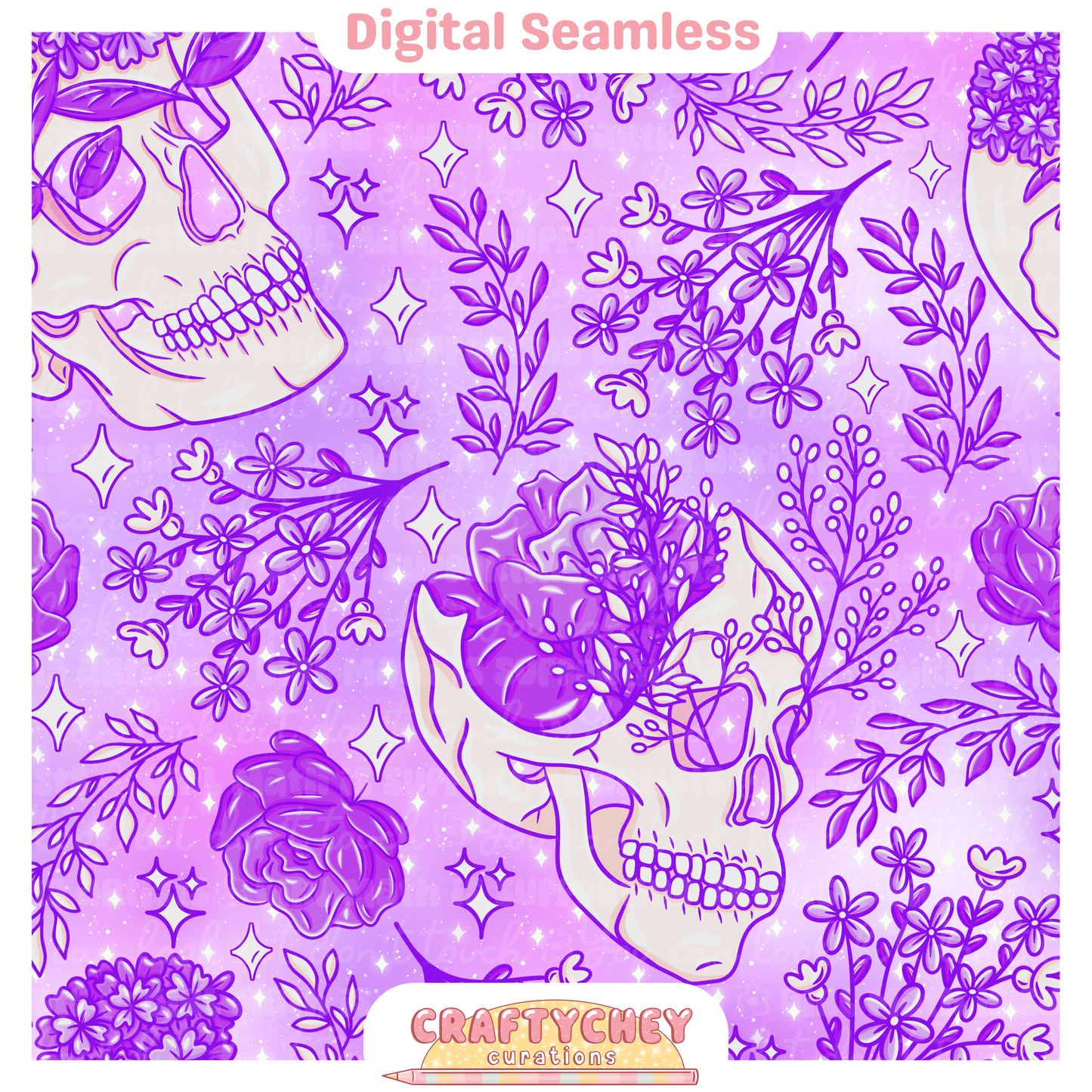 Purple Floral Skulls