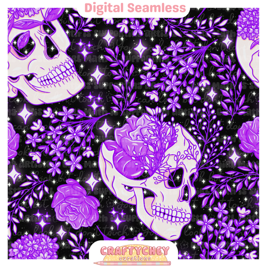Purple Floral Skulls