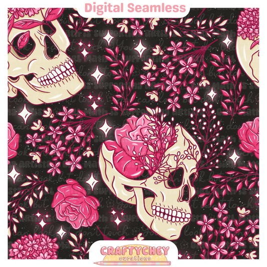Pink Floral Skulls