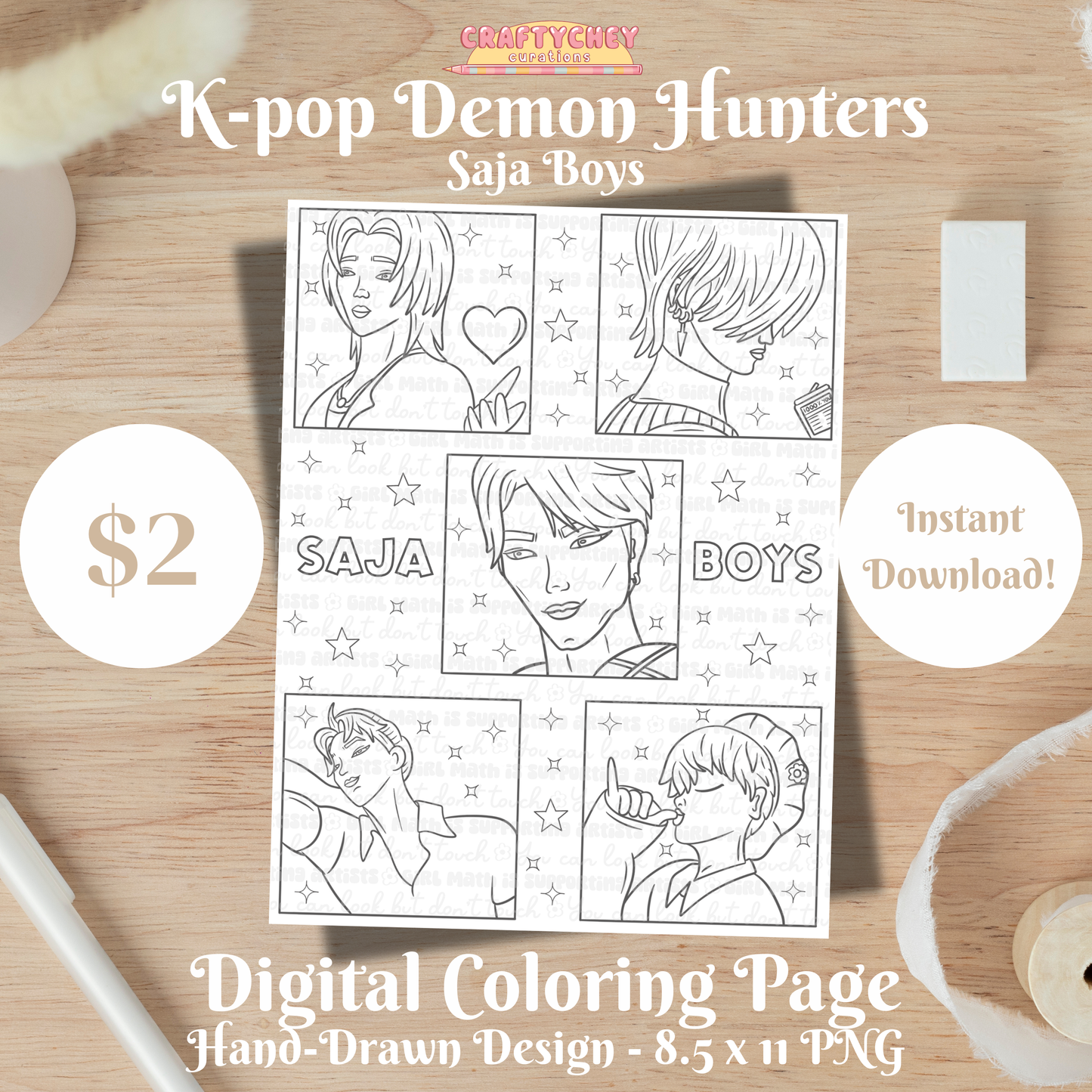 Saja Boys: K-Pop Demon Hunters (Coloring Page)